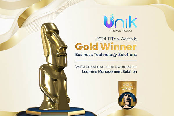 UNIK,  AI-powered Learning Management System, has won Gold in the Titan Awards 2024 for the Best Learning Management System!